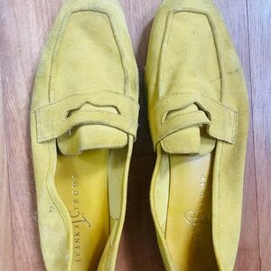 Yellow suede flats